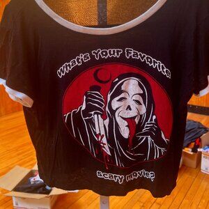 Scream Ghostface Horror Movie Eye Candy Black and Red Graphic Crop Top